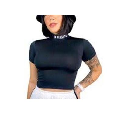 Imagem de Cropped feminino angel gola alta manga curta viscolaycra menina - Filó