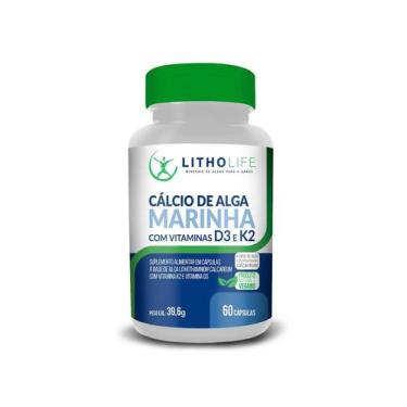 Imagem de Cálcio de Alga Marinha com Vitaminas D3 e K2 - Litholife - Assim