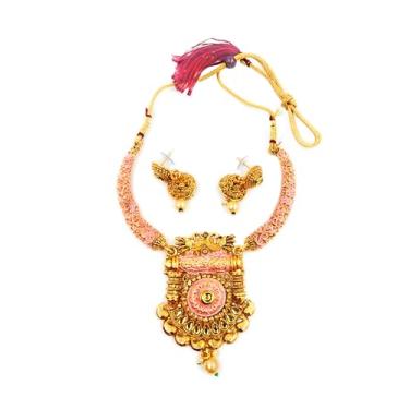 Imagem de SHINDE EXPORTS Conjuntos de joias tradicionais indianas gargantilha, colar de casamento, brincos, joias de declaração para mulheres, Medium, Metal, Sem Pedra Preciosa