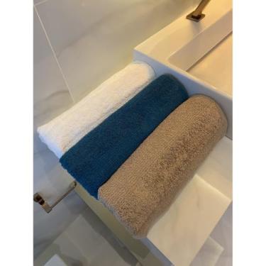Imagem de Jogo/Kit 3 Toalhas de Banho Banhão Gigante Grossa Macia Felpuda Alta Absorção Algodão(Branco, e Petróleo)