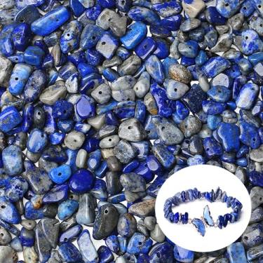 Imagem de ZHIYUXI 400 peças de contas de pedra de lascas naturais lápis-lazúli 5-8 mm cristais pedras irregulares pedras soltas contas furo perfurado joias fazendo bricolage para colar de pulseira artesanato de árvore de cristal