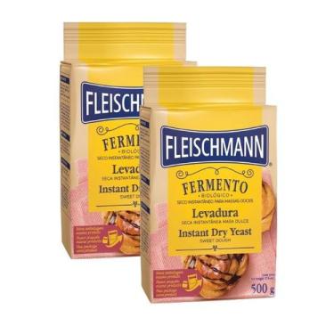 Imagem de kit 2 Fermento Biológico Seco Instantâneo Massa Doce 500g - fleischman