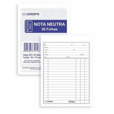 Imagem de Nota Neutra 1 Via 10,4x14,4 Cm Sidgraph Kit Com 20