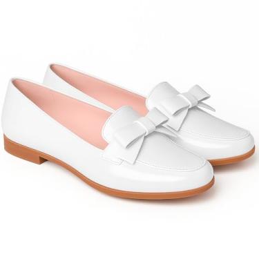 Imagem de Sapatilha Infantil Feminina com Laço Sapato Mocassim Social Casual Verniz (Branco, BR, Criança de 4 a 8 anos, Numérico, 29)