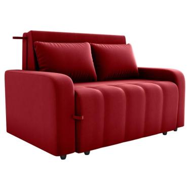 Imagem de Sofa Cama 2 Lugares 138 Cm Amora Veludo Maserati Milani Store Vermelho