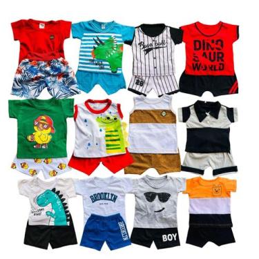 Imagem de Kit Sortido 8 Peças para Bebê menino infantil 4 Camisetas + 4 Bermudas