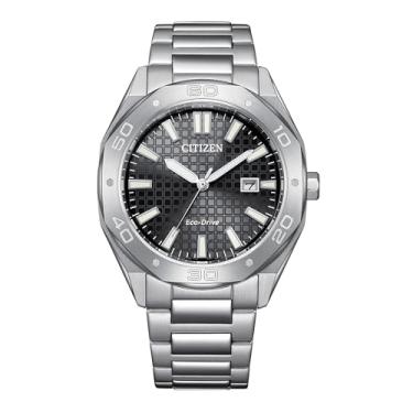 Imagem de Citizen Relógio masculino Eco-Drive Sport Casual Odyn, relógio de aço inoxidável, 3 ponteiros, data, inoxidável/preto, Clássico