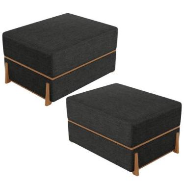 Imagem de Kit 02 Puffs Decorativo Retangular Para Sala de Estar Domus L02 Linho 