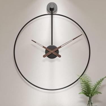 Imagem de Relógio De Parede, Relógio De Parede Grande De Design Moderno, Relógio De Parede Silencioso, Relógio De Parede Decorativo De Parede Exclusivo Para Sala De Estar, Qua, Black, 60cm/24inch