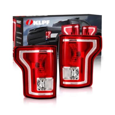 Imagem de OKLPF Luz traseira de freio traseiro compatível com Ford F150 2015 2016 2017 substitui FL3Z13405A-PFM FL3Z13404A, conjunto de lanterna traseira vermelha de substituição, lâmpadas e chicotes incluídos