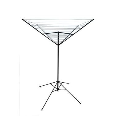 Imagem de Varal De Chão Aço Carbono Retrátil Giratório Reforçado 11 Cordas Durável Preto Varal Sul Único