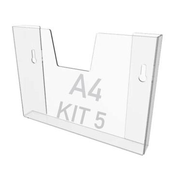 Imagem de Kit 5 Displays Porta Folha Parede A4 Acrílico Ps Horizontal