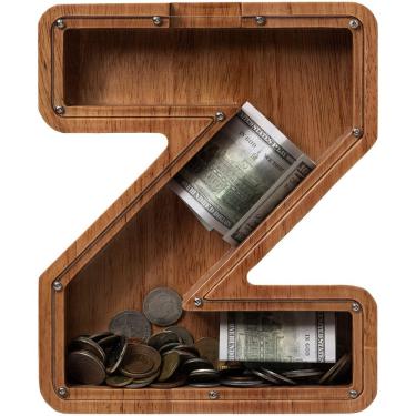 Imagem de Carta infantil de madeira carregada de cofrinho extra grande de 30 cm