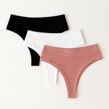 Imagem de Kit 3 Calcinha Fio Duplo Cintura Alta Lingerie Gio - Charme Dela's, Pr