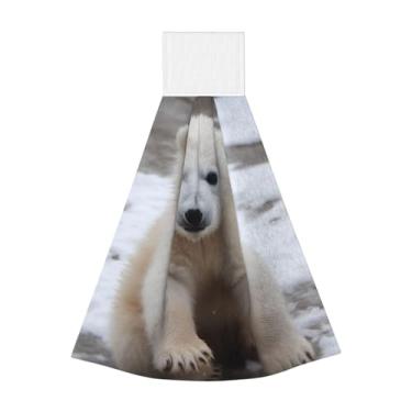 Imagem de DDTKLSNV Toalha de mão Toalhas de cozinha penduradas com laço, toalhas de amarrar macias e absorventes toalha de prato decorativa para bebê urso polar toalha de banho para casa hotel spa decoração de