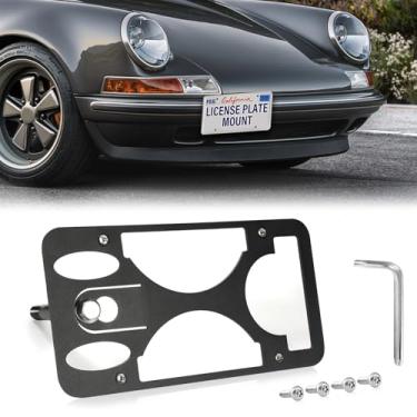 Imagem de Moldura frontal sem furadeira compatível com Porsche 911 | 2012-2019 Suporte de gancho de reboque para placa de carro antifurto Capas de etiqueta de carro à prova de ferrugem, acessórios de carro à