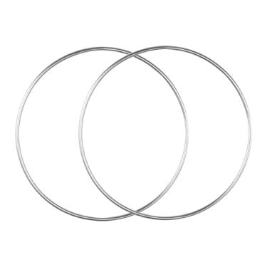 Imagem de Fancyes 2 peças de argolas florais de metal, anéis de metal, círculo, macramê, argolas para artesanato, aniversários, festas, fazer guirlandas de casamento, Prata 20 Cm