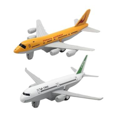 Imagem de KiBcsLic 2 peças de avião modelo de brinquedo, avião colecionável, ornamento realista, de brinquedo para crianças, para mesa, presente, lembrança, prateleiras, Amarelo Branco