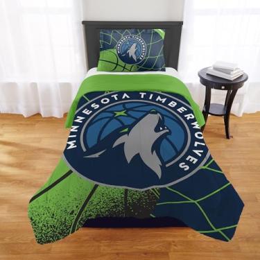 Imagem de NORTHWEST Conjunto de edredom Minnesota Timberwolves oficialmente licenciado pela NBA – Casal/Queen e Twin/Twin GG – Roupa de cama macia com logotipo do time e fronhas – Conjunto de quarto de fã de