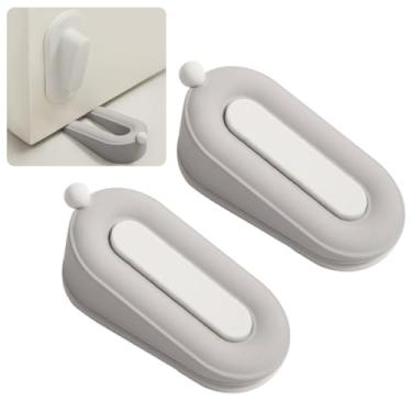 Imagem de Batentes de porta, travas de segurança para a parte inferior da porta, cunha de rolha de porta de borracha (2 peças, cinza)