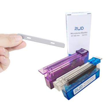 Imagem de RWD Lâminas Descartáveis Para Micrótomo (Baixo Perfil), De Criostato Aço Inoxidável Com Inclinação 35°, 80 Mm (C) X 8 (L) 0,25 (P), Parafina E Cortes Congelados, Criostatos Micrótomos Ideais (50 Uni