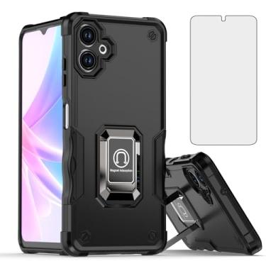 Imagem de Asuwish Capa de telefone para Samsung Galaxy A06 5G com protetor de tela de vidro temperado e suporte de anel fino suporte híbrido rígido suporte robusto acessórios para celular Ao6 A 06 4G LTE