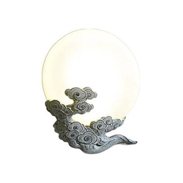 Imagem de ZzleoyuUUs-12 Lâmpada de parede decorativa retrô auspiciosa em forma de nuvem corredor varanda luminária de parede de resina para corredor, corredor