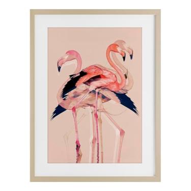 Imagem de Stupell Industries Impressão emoldurada sobreposta de flamingos rosa bétula sob o vidro design por 1x, 23 x 17