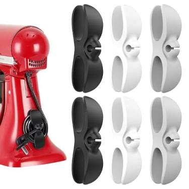 Imagem de Organizador de cabos para eletrodomésticos, organizador de cabos de cozinha atualizado, suporte para enrolador de cabos para eletrodomésticos, cafeteira, liquidificador (2 pretos, 2 brancos, 2 cinzas)