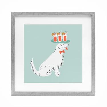 Imagem de Stupell Industries Bandeja de bebidas para servidor de cachorro impressão emoldurada cinza design sob vidro por Krissy Mast, 13 x 13