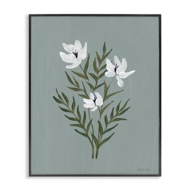 Imagem de Stupell Industries Arte giclée emoldurada azul ardósia pequena flor preta por Yvette St. Amant, 20 x 16