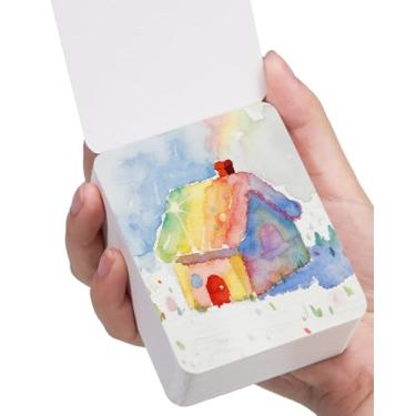 Imagem de Lightwish 60 folhas mini caderno de desenho em aquarela 6,6 x 8,4 cm, 300 g/m2 / 63,5 kg, caderno de pintura quadrado rasgável portátil tamanho viagem, caderno de desenho quadrado em aquarela