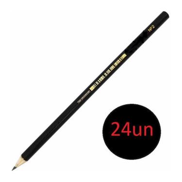 Imagem de Lápis De Escrever Preto Hb N2 Escolar - Kit Com 24 Unidades