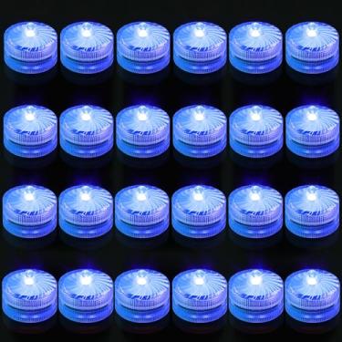 Imagem de idyl light Luzes LED submersíveis azuis, à prova d'água, luzes de chá subaquáticas 100H, mini luzes de piscina, operadas por bateria, sem chama, para vasos, fonte, Halloween, Natal, decorações de casa