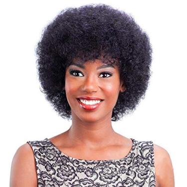 Imagem de Peruca de cabelo humano afro para mulheres, cabelo cacheado crespo natural peruca curta para substituição de cabelo afro-americano, cor natural fofa (peruca afro de 15 cm, cor natural)