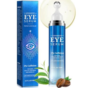 Imagem de Sérum para os olhos para olheiras e inchaço – 5% de cafeína creme antienvelhecimento, com ácido hialurônico retinol niacinamida, soro ocular para bolsas oculares com bola de rolo ocular de 360° para
