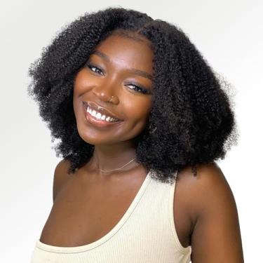 Imagem de Beauhair Perucas de cabelo humano 4C Edges Afro Kinky Curly lace closure 4x4 HD Lace Afro Curly Wig para mulheres negras, perucas pré-cortadas sem cola, densidade de 210%, 40,6 cm
