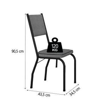 Imagem de Conjunto Sala De Jantar Mesa Tampo Granito 1,20m Com 4 Cadeiras Diana Artefamol Preto/platina
