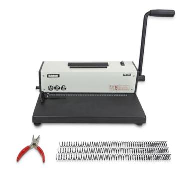 Imagem de Rayson Máquina de encadernação de bobina PD-1501 com insertor de bobina elétrica - Vincula profissionalmente documentos de apresentações, passo 4: 1 com 46 furos redondos fichário espiral