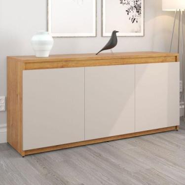 Imagem de Balcão Buffet Alvin 3 Portas 1 Prateleira Mel/Off White - Viero Móveis