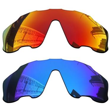 Imagem de Acefrog Lentes de reposição polarizadas de 1,5 mm para óculos de sol Oakley Jaw-breaker OO9290, material atualizado, resistente a impactos - vermelho fogo e azul gelo polarizado - 1,5 mm