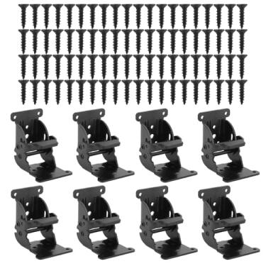 Imagem de 8un Ajustável Suportes Dobráveis com 80 Parafusos, Duráveis Suportes Extensíveis Dobradiças de Auto-Bloqueio para Pernas Mesa Cama Escrivaninha Instalação Rápida (Preto)