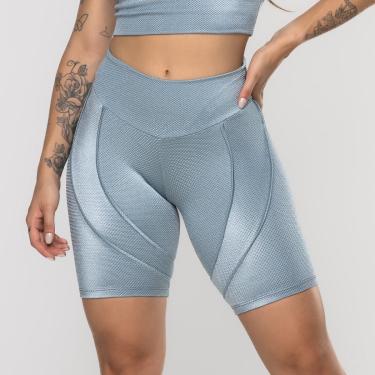 Imagem de Bermuda Fitness Feminina Recortes Poliamida Brilho Acetinado-Feminino
