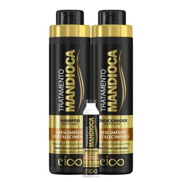 Imagem de Kit Eico Mandioca Shampoo Hidratação 800ml e Condicionador Leave-in 75