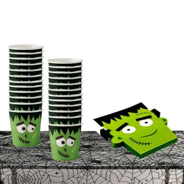 Imagem de Kit Halloween Guardanapo E Copo de Papel 31 Unidades Com Toalha De Mesa,