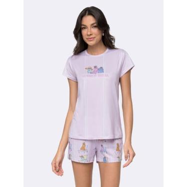 Imagem de Pijama Manga Curta Corações ao Sol - Veggi, Rosa, XG, Feminino