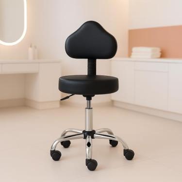 Imagem de Cadeira Mocho Cromada Para Clinica Estética Manicure Dentista Designer Sombrancelhas