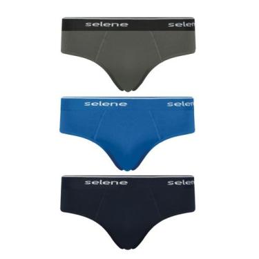 Imagem de Kit/3 Cueca Slip Selene 11900.001 Algodão T. P/EG, M, 998, Chumbo, Roy