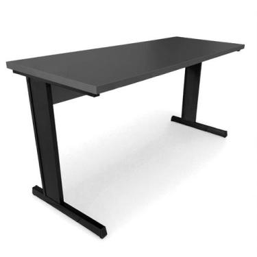 Imagem de Mesa Escrivaninha Office Tampo Grosso Industrial 1,50m Cinza Chumbo - 