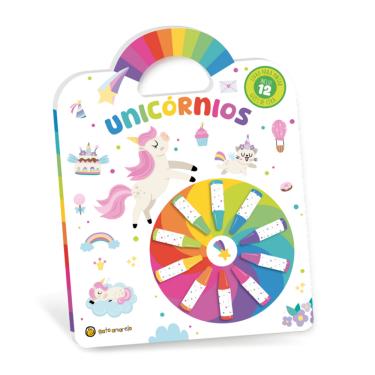 Imagem de Cata-Vento Colorido - Unicornios: Livro Para Pintar C/ 12 Giz De Cera